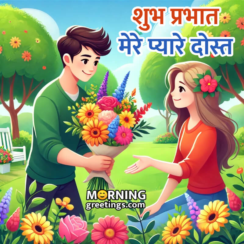 Good Morning Hindi Wish Pic For Lovely Friend