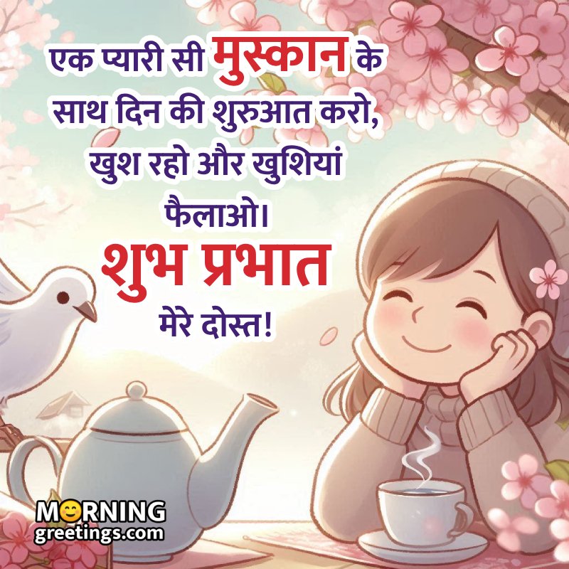 Good Morning Lovely Hindi Wishing Picture For Friend