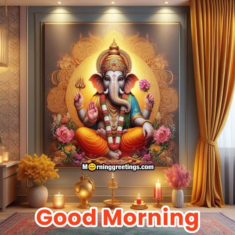 Morning Lord Ganesha Sitting Pose Image