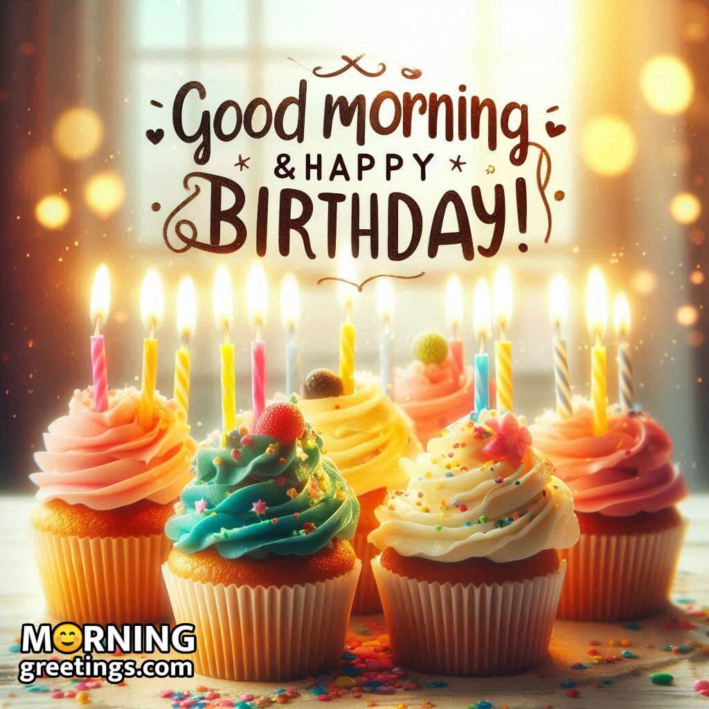 Happy Birthday Good Morning Cupcake Image