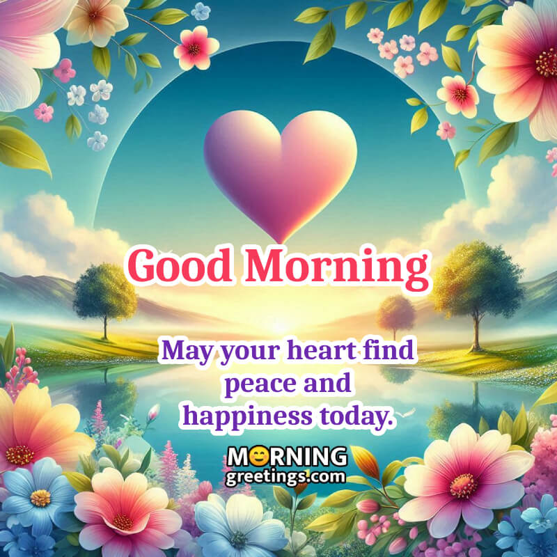 Wonderful Good Morning Heart And Happiness Quote Pic