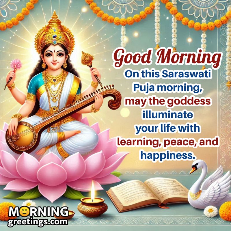 Good Morning Saraswati Mata Message Photo