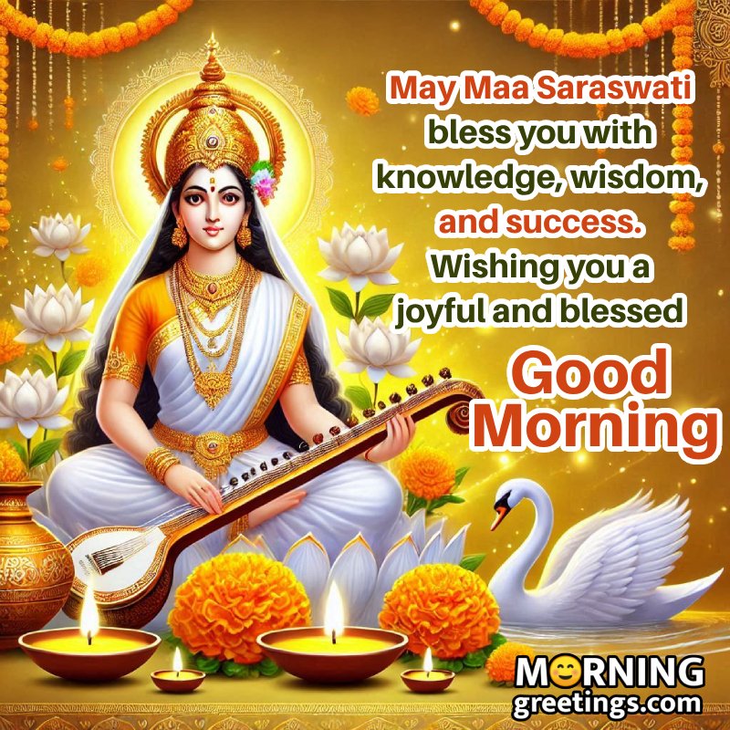 Good Morning Saraswati Mata Status Photo