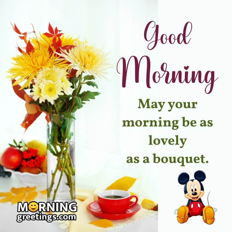 Flowers And Coffee Morning Wish Image