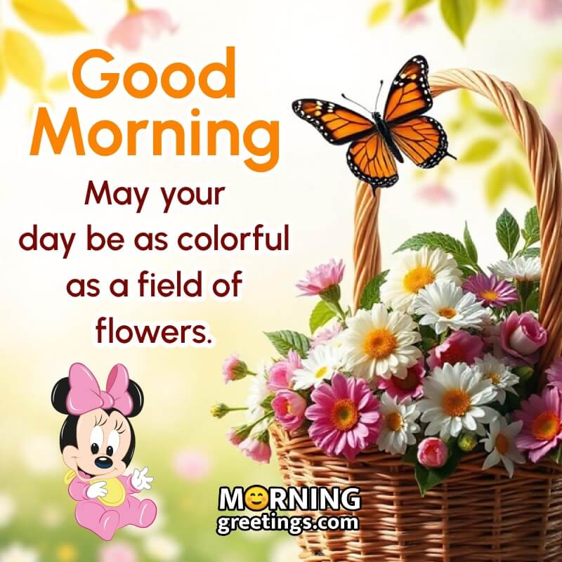 Morning Flower Bouquet And Butterfly Pic