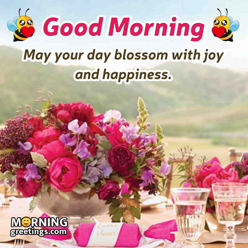 Morning Wish Photo With Flower Bouquet