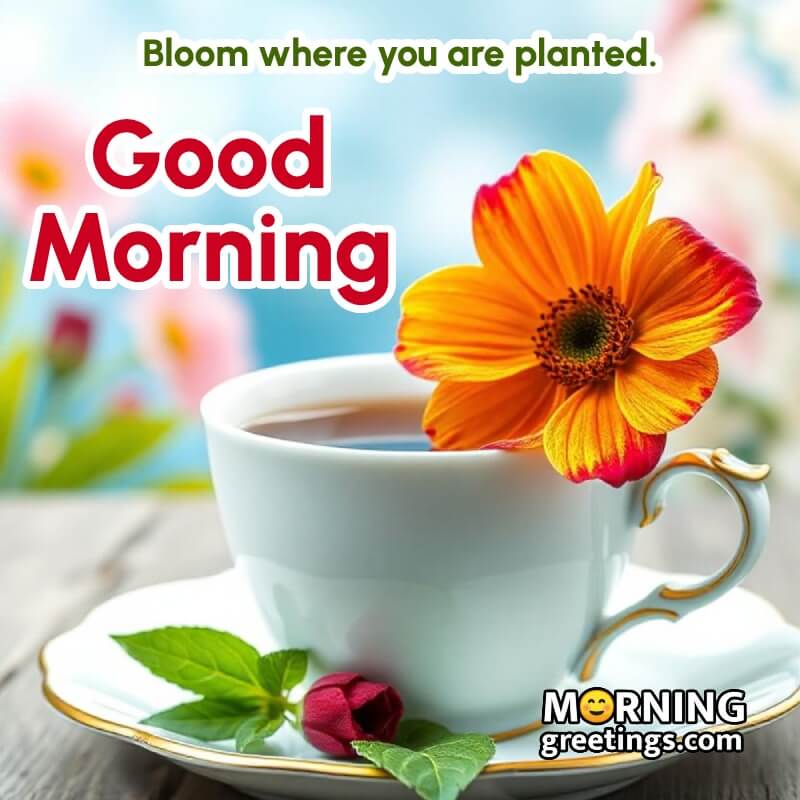 Wonderful Morning Flowers Wishing Image