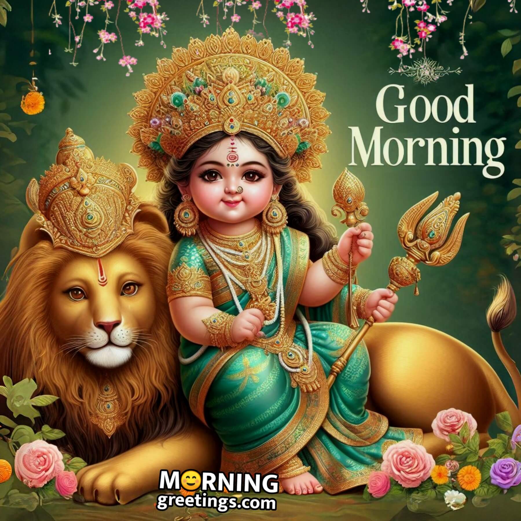 Morning Baby Maa Durga Sitting On Lion Photo