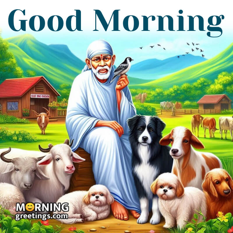 Good Morning Sai Baba Picture With Animals