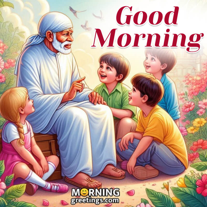 Morning Sai Baba Picture With Children