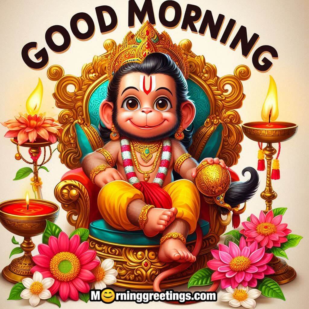 Bal Hanuman Ji Sitting Good Morning Picture