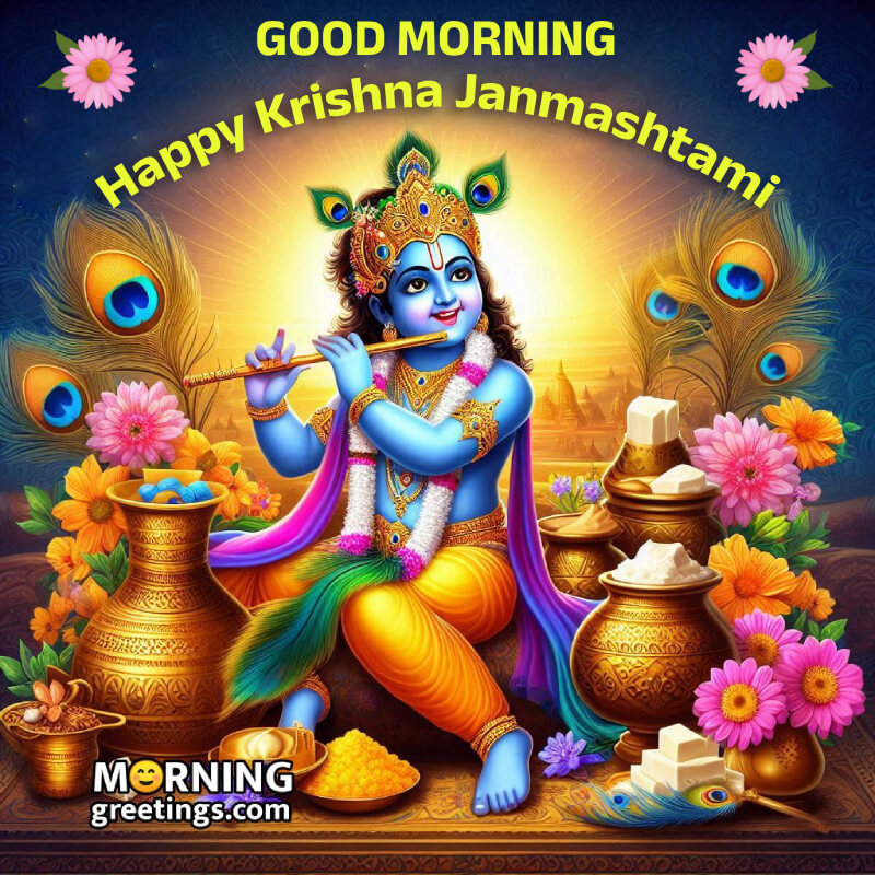 Beautiful Good Morning Janmashtami Pic