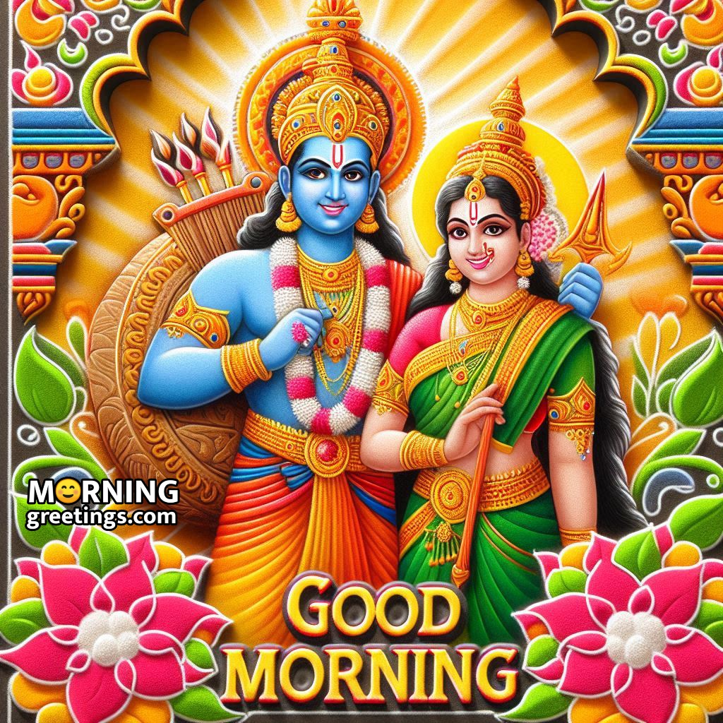 Good Morning Lord Rama And Sita Rangoli Image