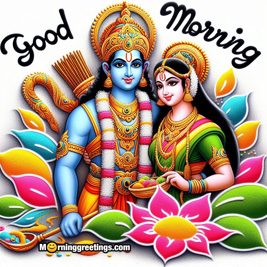 Good Morning Lord Rama And Sita Rangoli