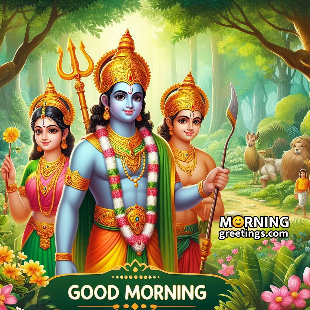 Good Morning Lord Rama With Sita And Lakshmana