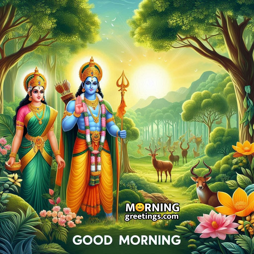 Good Morning Lord Rama With Sita In Forest