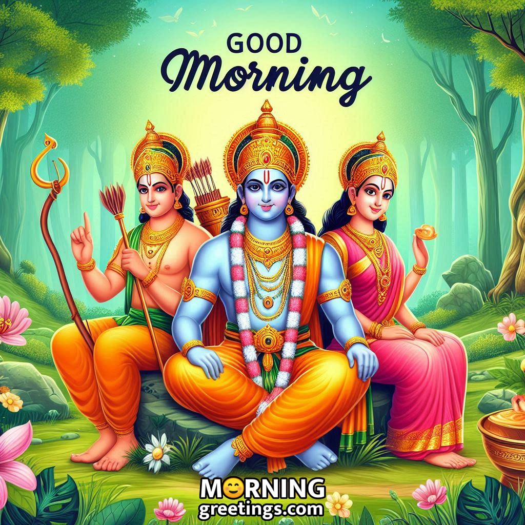 Good Morning Shri Rama With Sita And Lakshmana