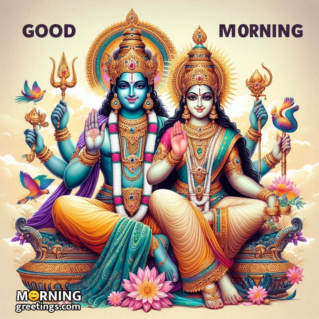 Lord Vishnu And Laxmi Mata Morning Photo