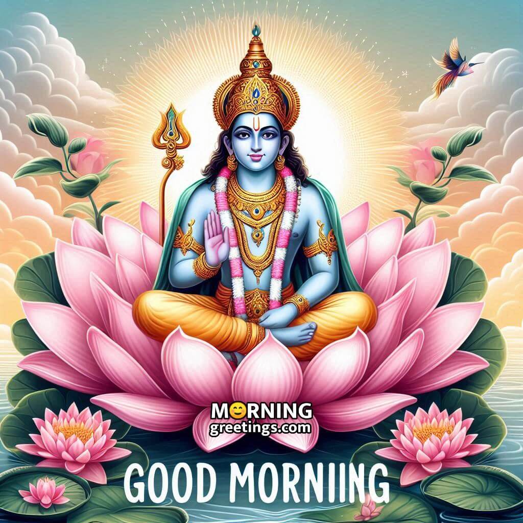 Lord Vishnu Morning Image With Flower