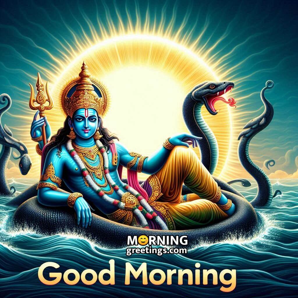 Lord Vishnu Morning With Naag Photo