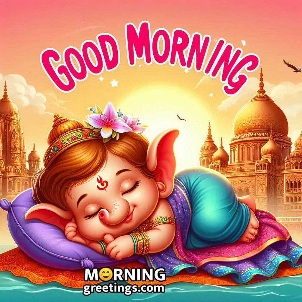 Baby Ganesha Sleeping Good Morning Image