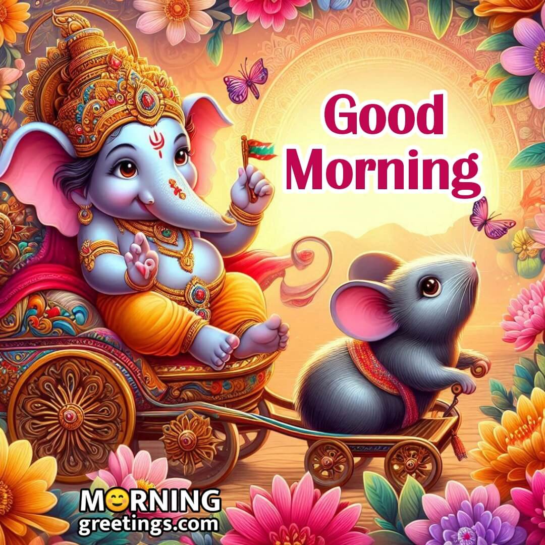 Bal Ganesha And Mushak Good Morning Image