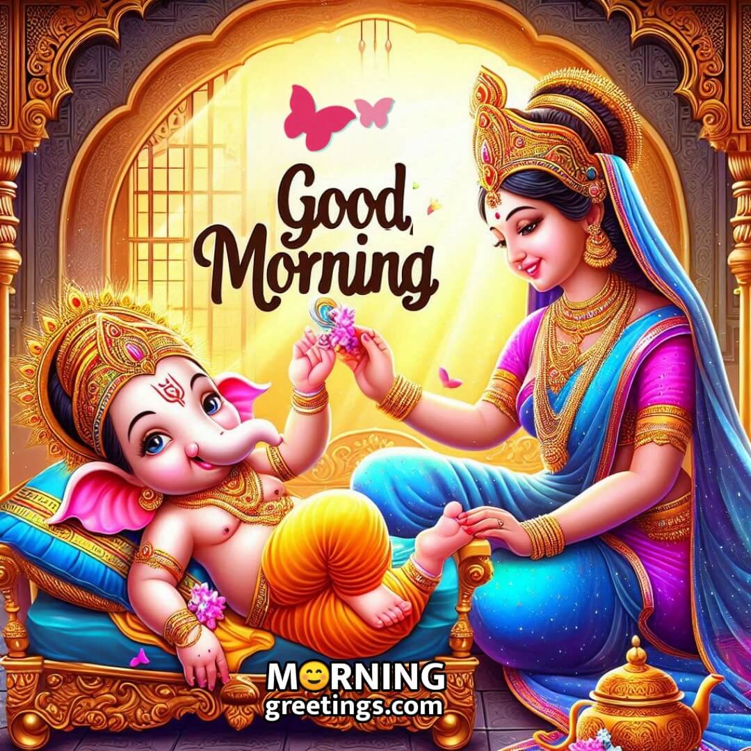 Bal Ganesha With Parvati Mata Good Morning Picture