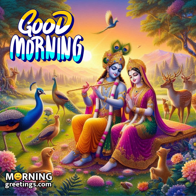 Beautiful Radha Krishna Morning Photo