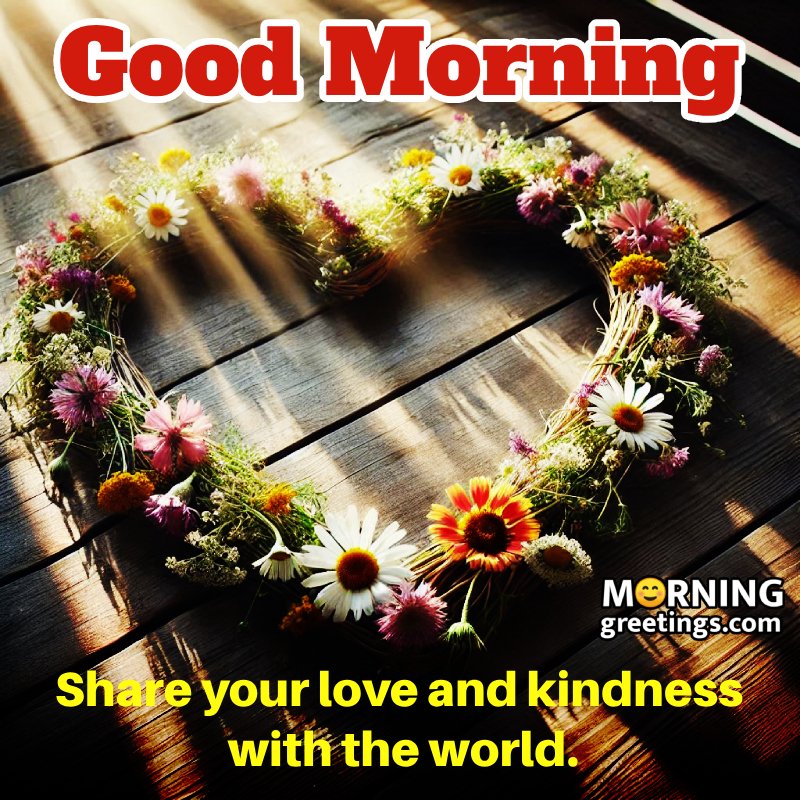 Flower Heart Morning Message Image