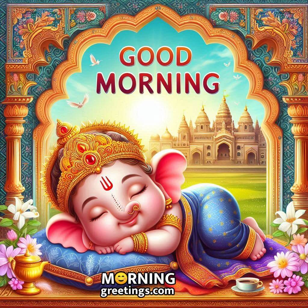Good Morning Baby Ganesha Sleeping Image