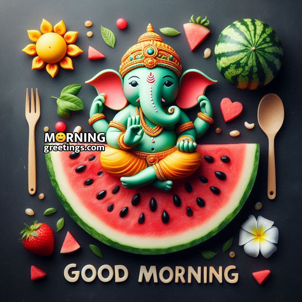 Good Morning Ganesha Watermelon Decorated