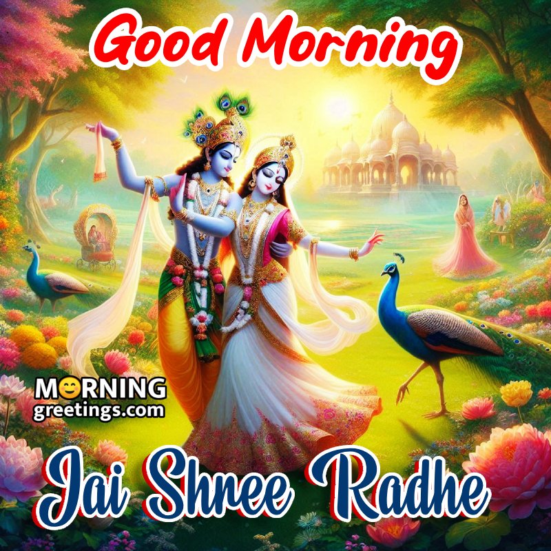 Good Morning Radha Krishna Dancing Image