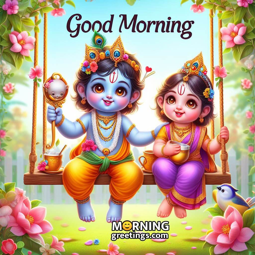 Good Morning Radha Krishna Status Photo