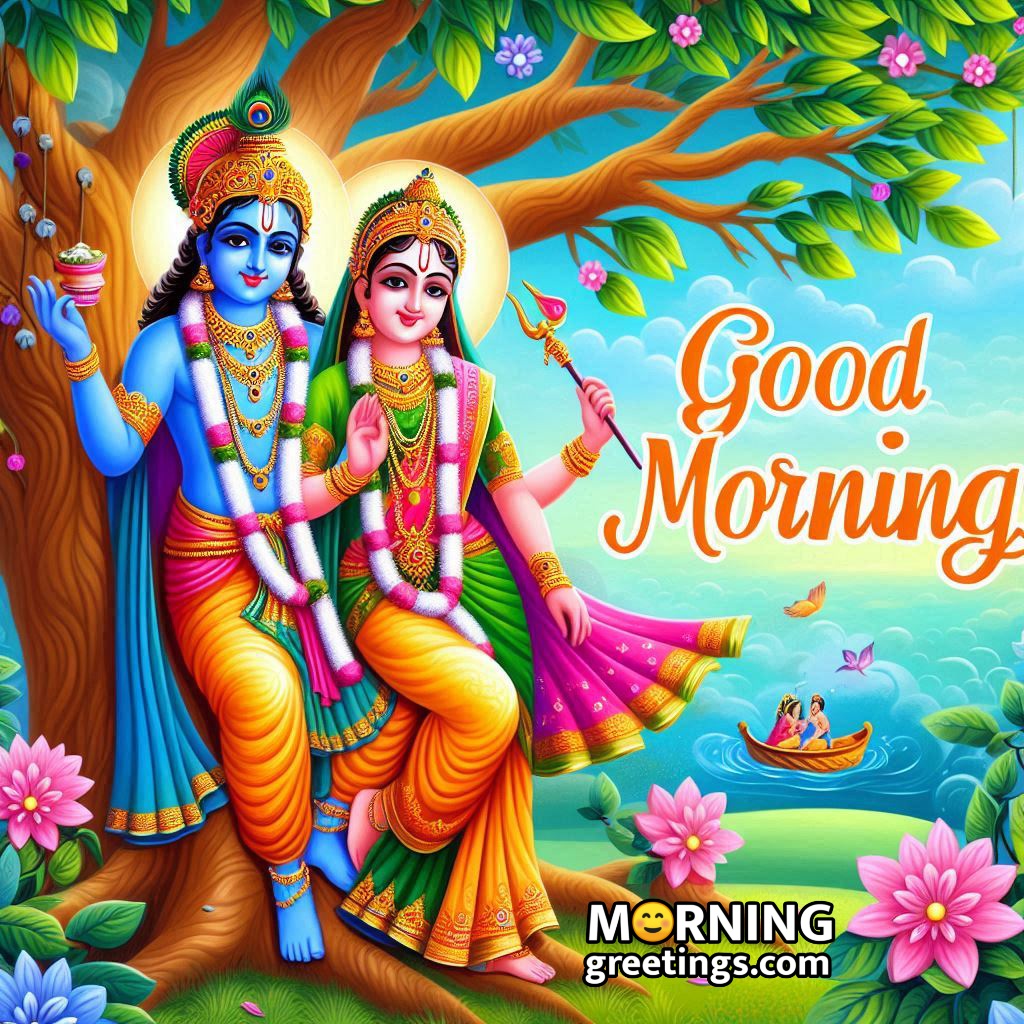 Good Morning Radha Krishna Under Tree