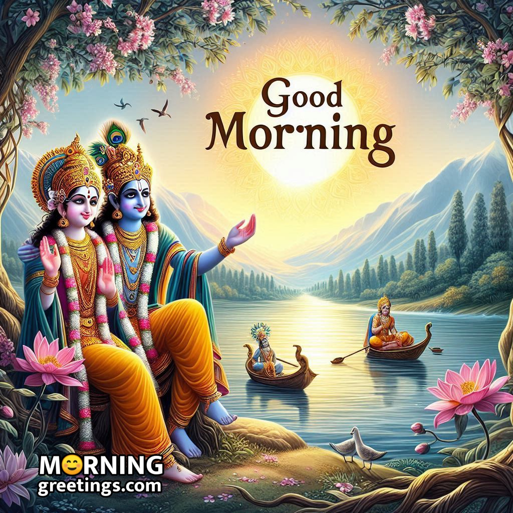 Good Morning Radha Krishna Watching Sunrise
