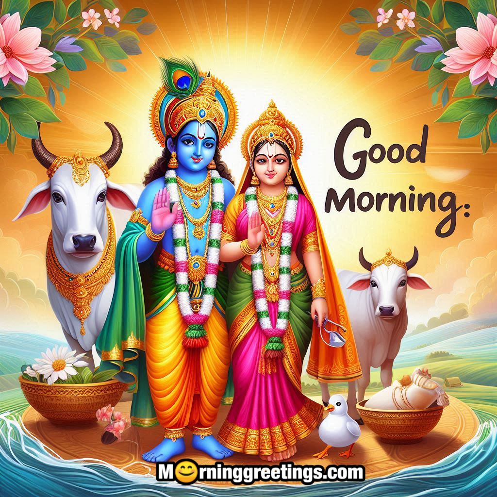Good Morning Radha Krishna With Cows