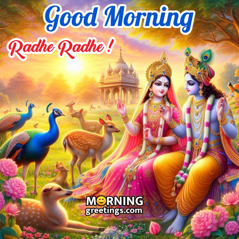 Good Morning Radha Krishna With Peacock Pic