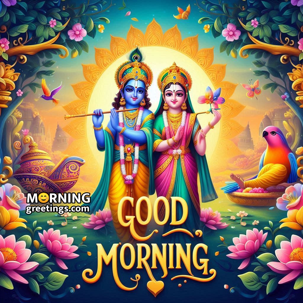 Good Morning Radha And Krishna In Garden