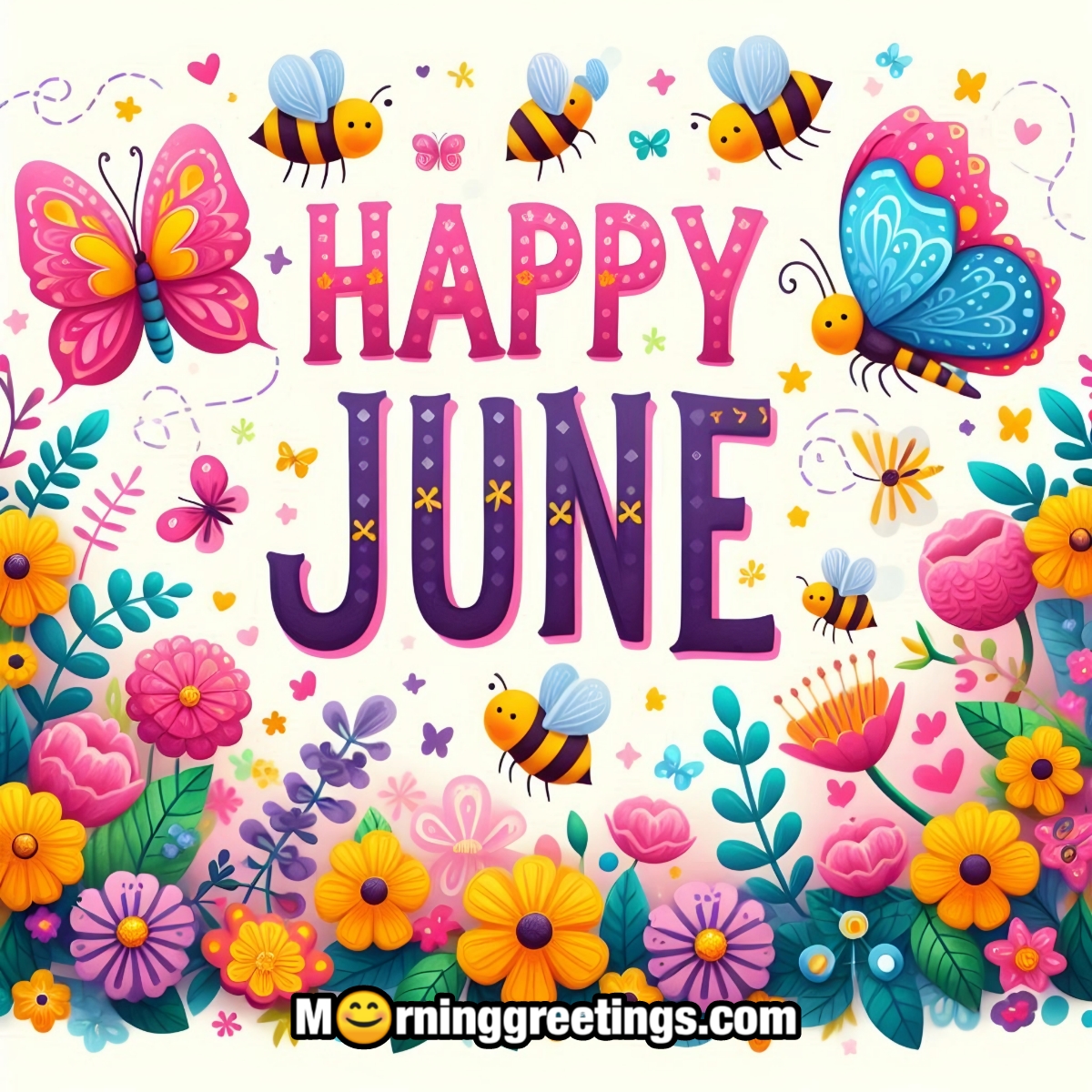 Happy June Butterflies And Bees