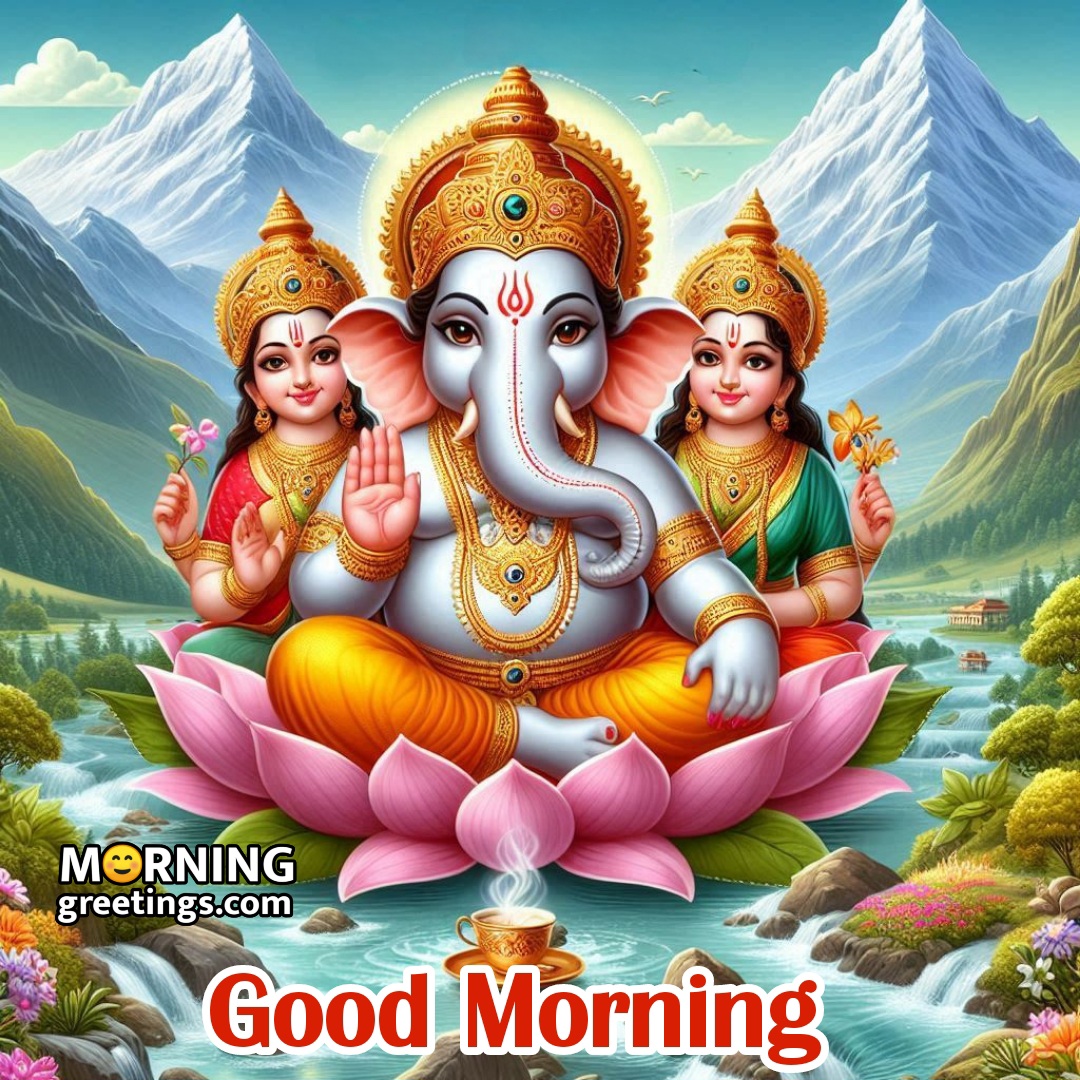 Morning Ganesha With Riddhi Siddhi In Himalayas