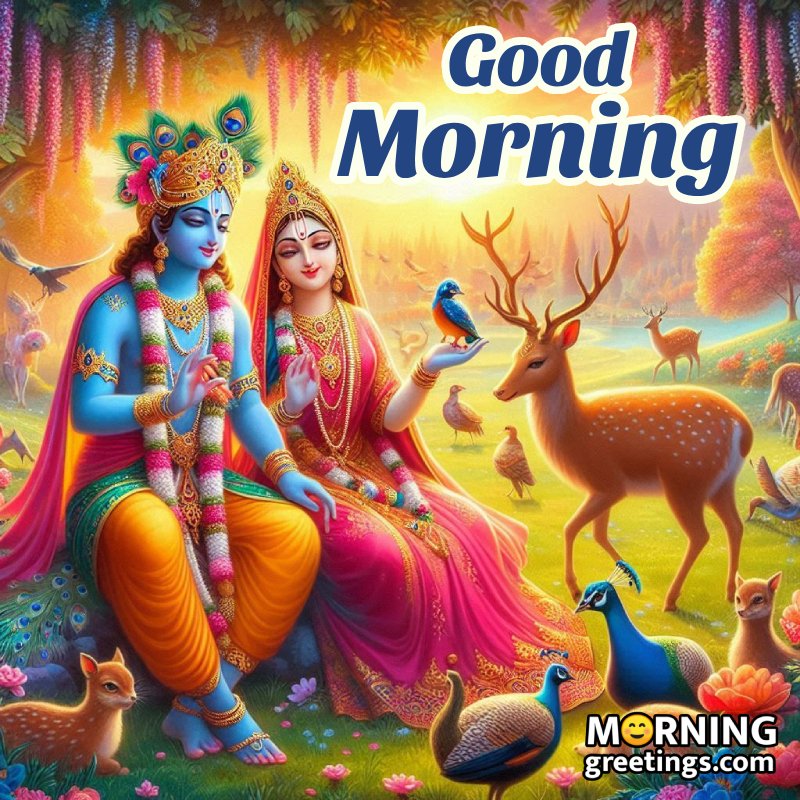 Morning Radha Krishna Deer Pic