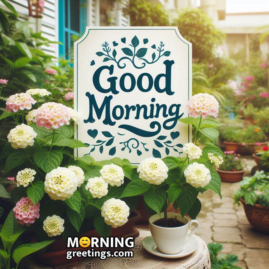 White Lantana Flowers Good Morning Picture
