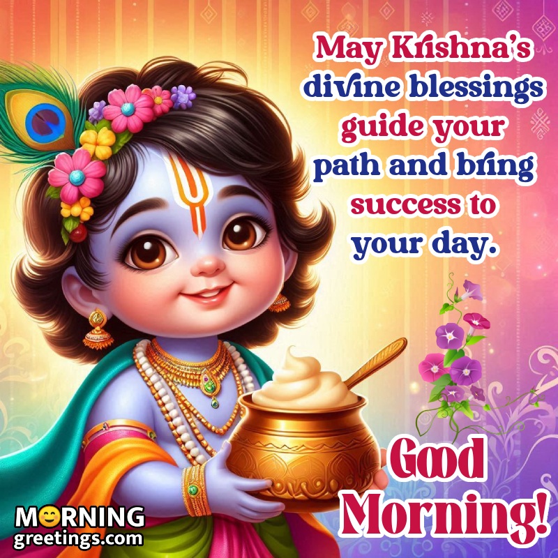 Good Morning Krishna Blessing Picture